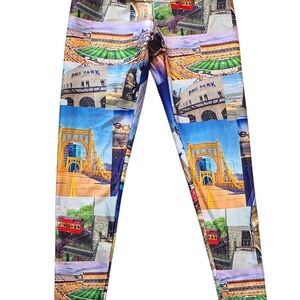 Colorful Pittsburgh Leggings with Cityscape Print Size SMALL
